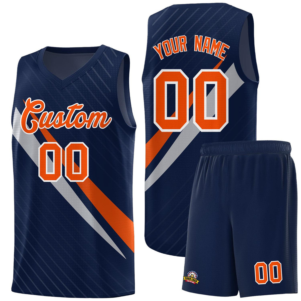 Custom Navy Diagonal Pinstripe Pattern Color Block Sports Uniform Basketball Jersey|KXKSHOP
