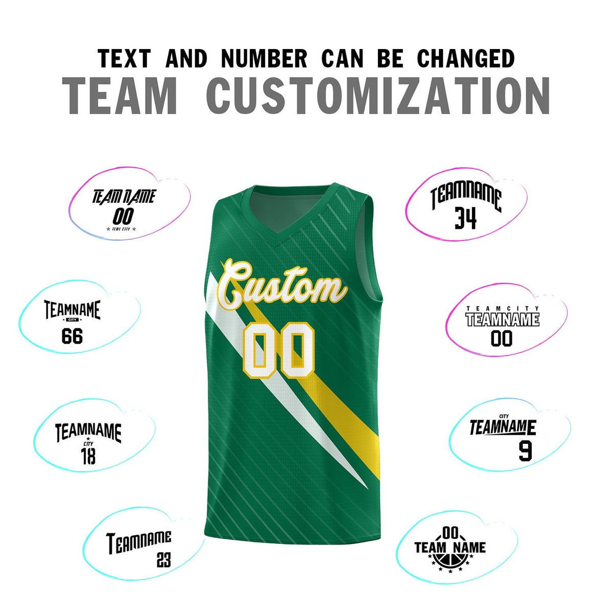 Custom Kelly Green Diagonal Pinstripe Pattern Color Block Sports Uniform Basketball Jersey|KXKSHOP