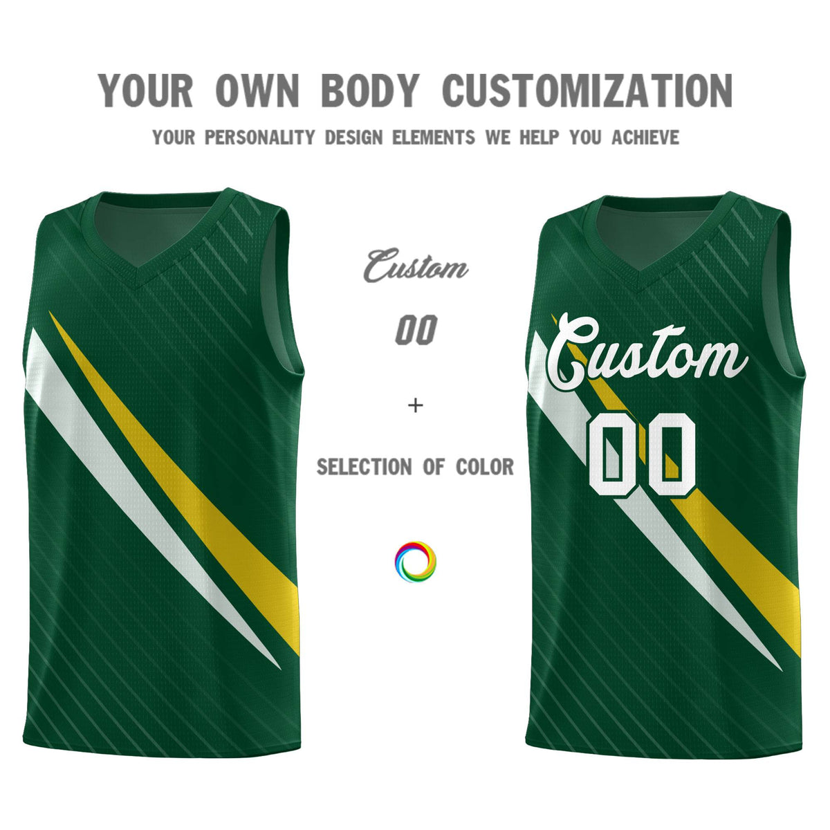 Custom Hunter Green Diagonal Pinstripe Pattern Color Block Sports Uniform Basketball Jersey|KXKSHOP