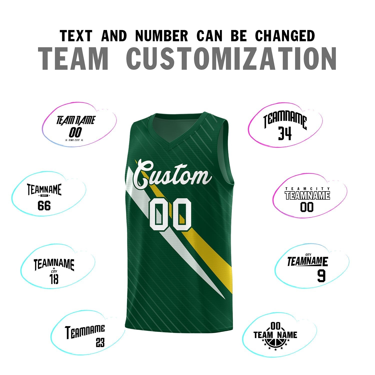 Custom Hunter Green Diagonal Pinstripe Pattern Color Block Sports Uniform Basketball Jersey|KXKSHOP