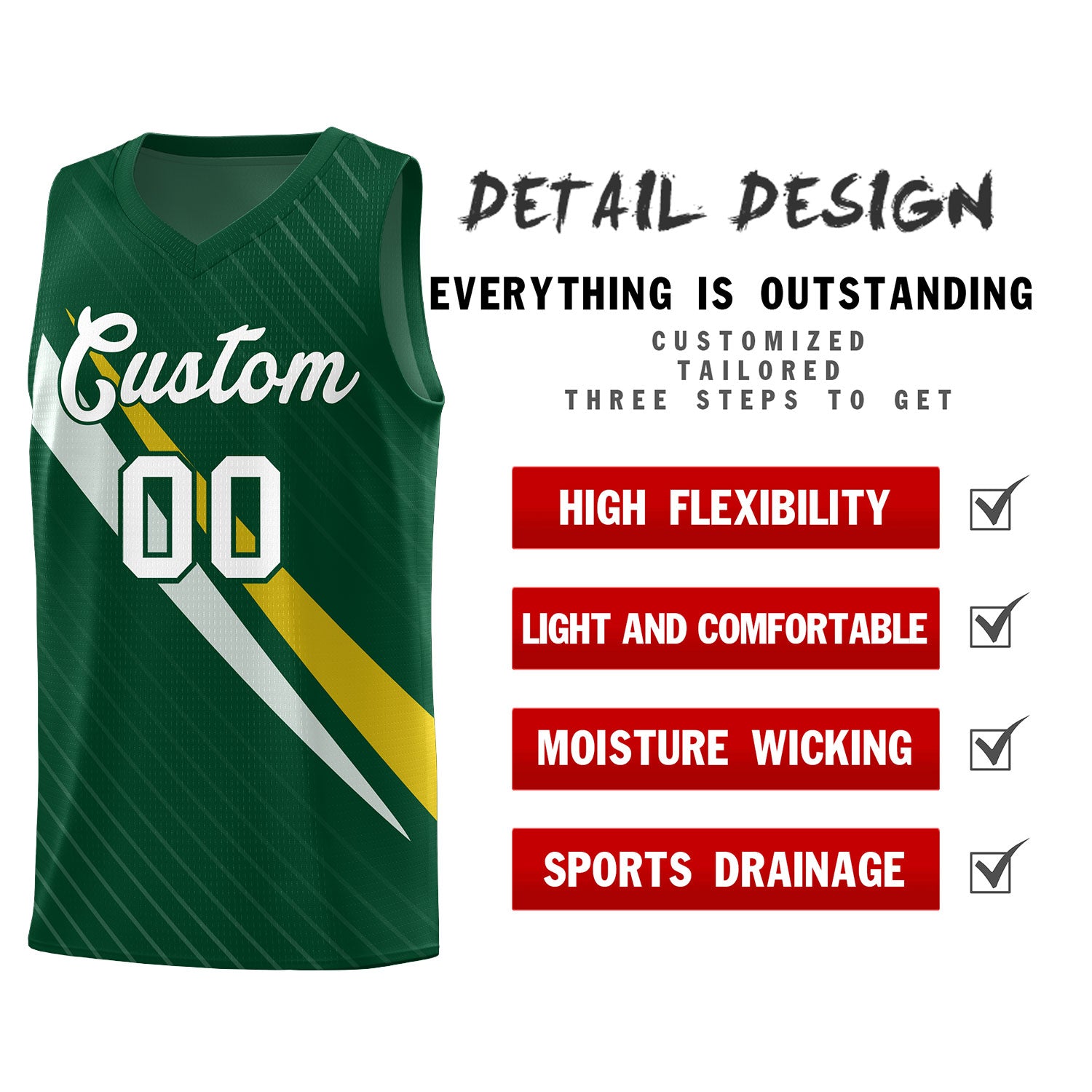 Custom Hunter Green Diagonal Pinstripe Pattern Color Block Sports Uniform Basketball Jersey|KXKSHOP