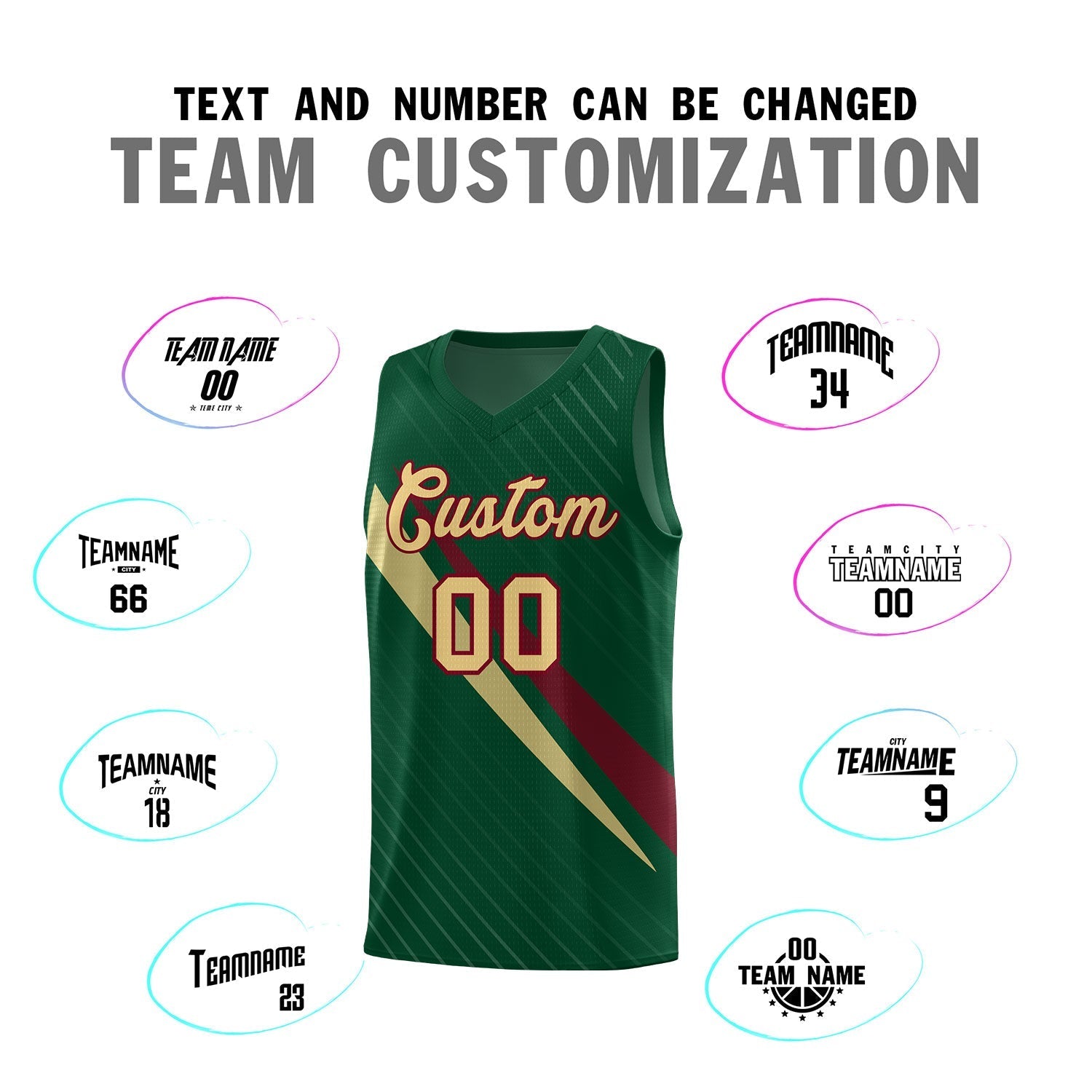 Custom Hunter Green Diagonal Pinstripe Pattern Color Block Sports Uniform Basketball Jersey|KXKSHOP