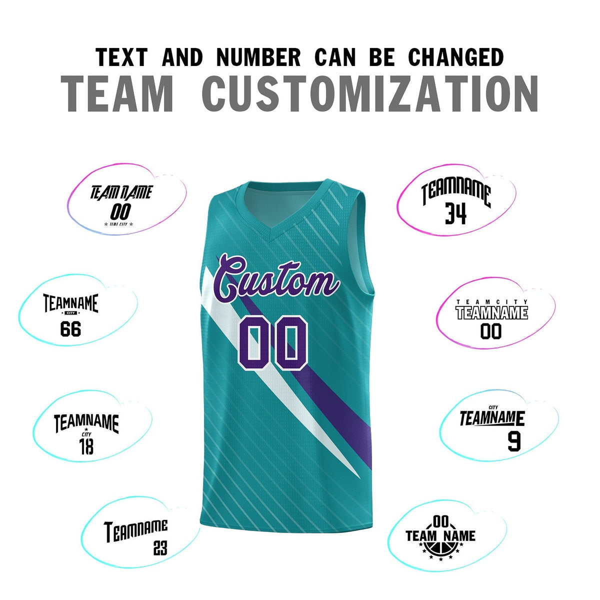 Custom Aqua Diagonal Pinstripe Pattern Color Block Sports Uniform Basketball Jersey|KXKSHOP