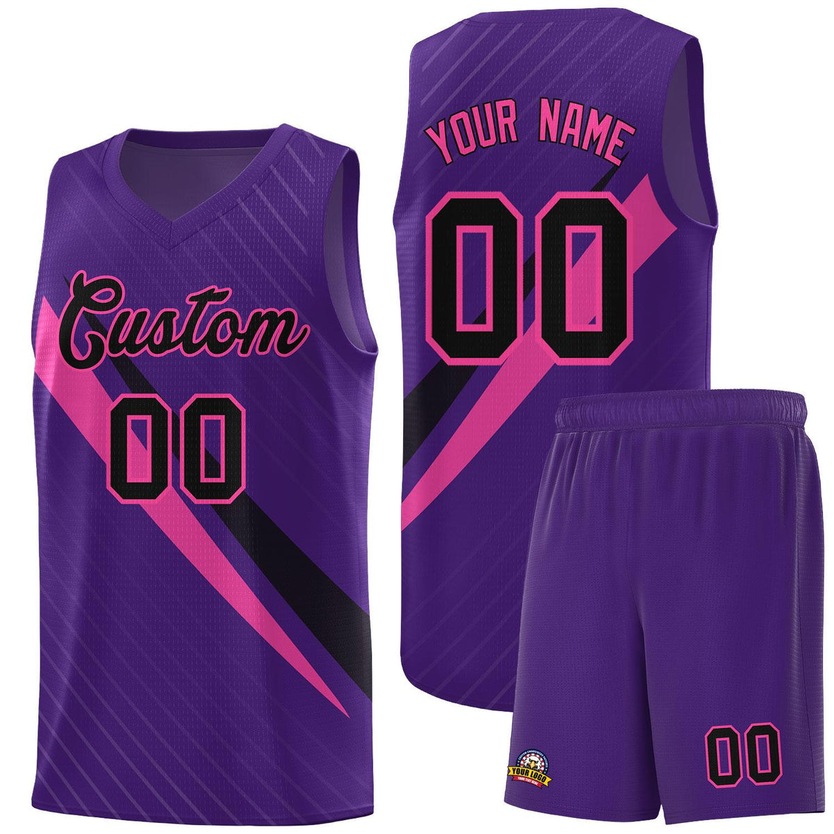 Custom Purple Diagonal Pinstripe Pattern Color Block Sports Uniform Basketball Jersey|KXKSHOP