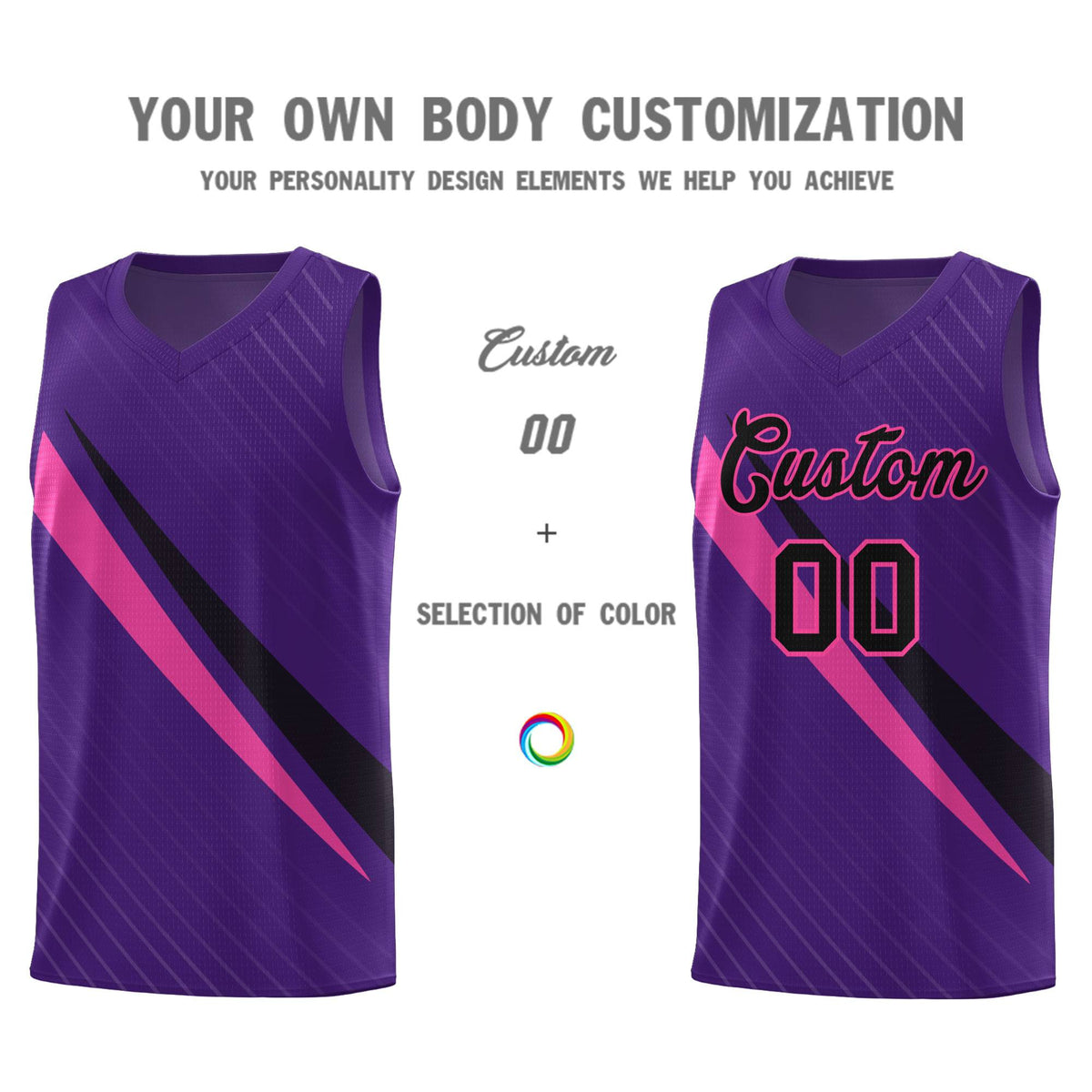 Custom Purple Diagonal Pinstripe Pattern Color Block Sports Uniform Basketball Jersey|KXKSHOP