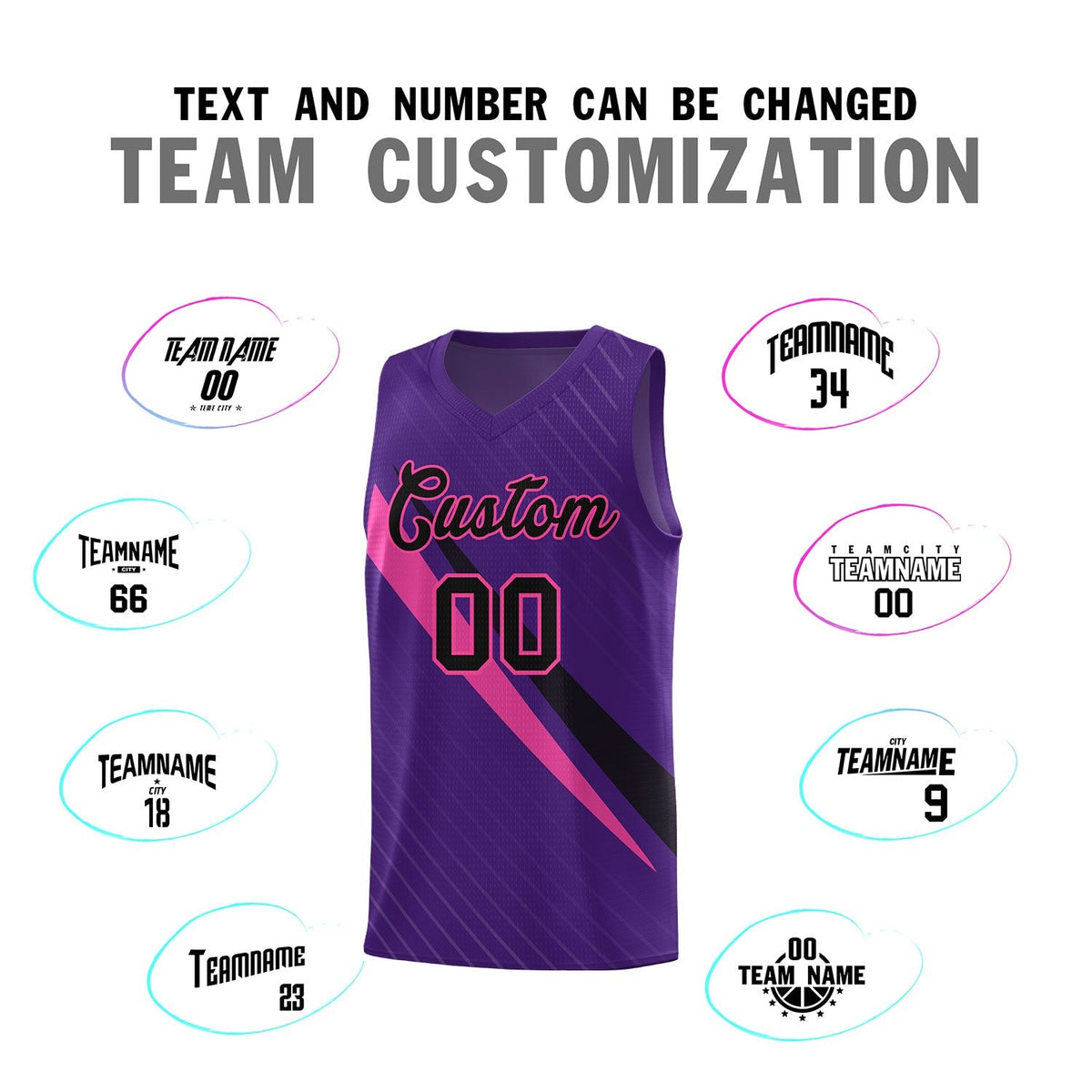 Custom Purple Diagonal Pinstripe Pattern Color Block Sports Uniform Basketball Jersey|KXKSHOP