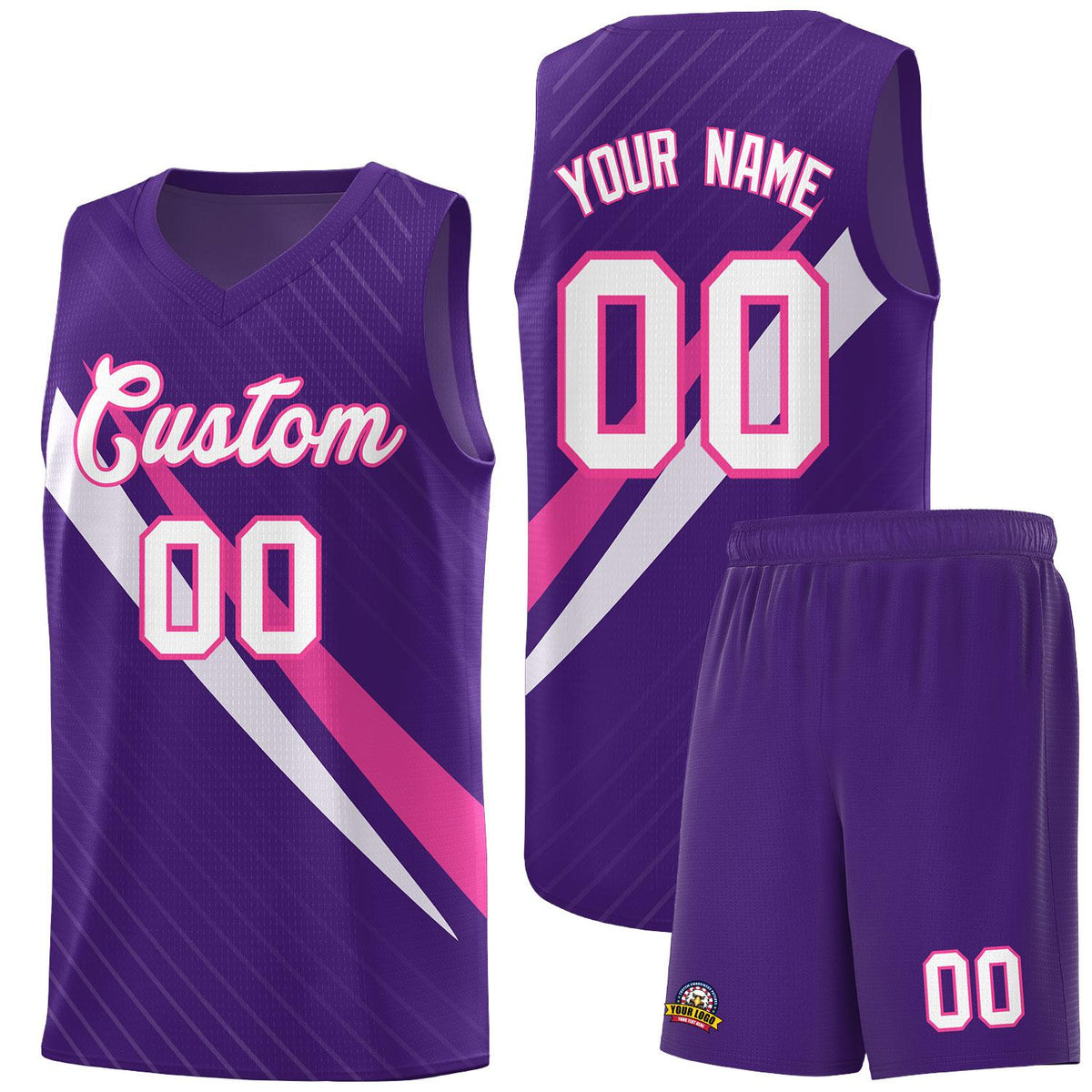 Custom Purple Diagonal Pinstripe Pattern Color Block Sports Uniform Basketball Jersey|KXKSHOP