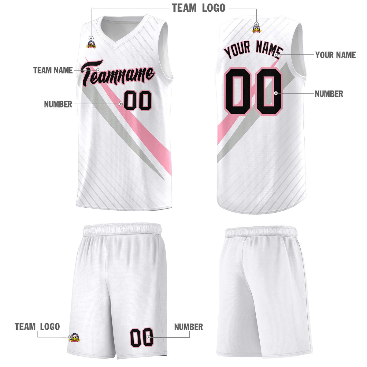 Custom White Diagonal Pinstripe Pattern Color Block Sports Uniform Basketball Jersey|KXKSHOP