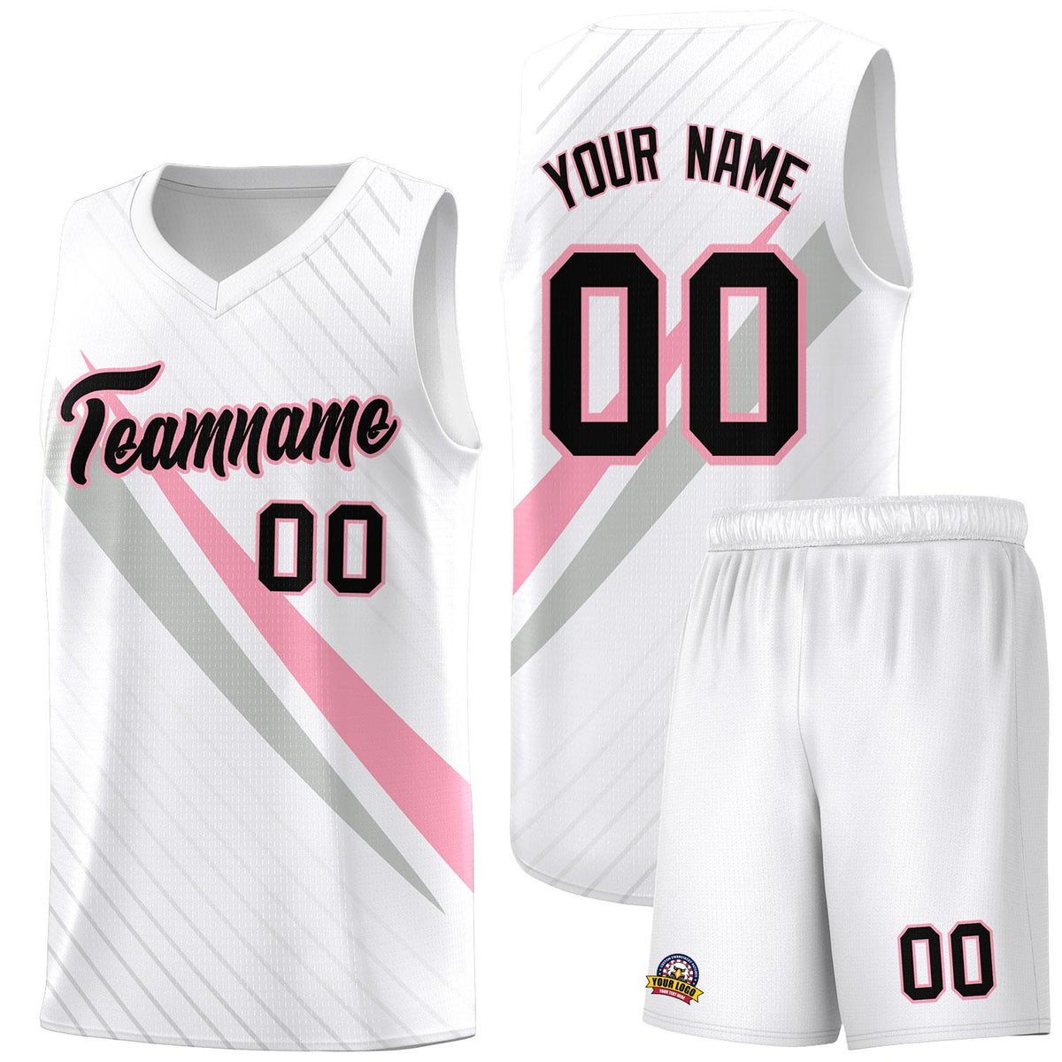 Custom White Diagonal Pinstripe Pattern Color Block Sports Uniform Basketball Jersey|KXKSHOP