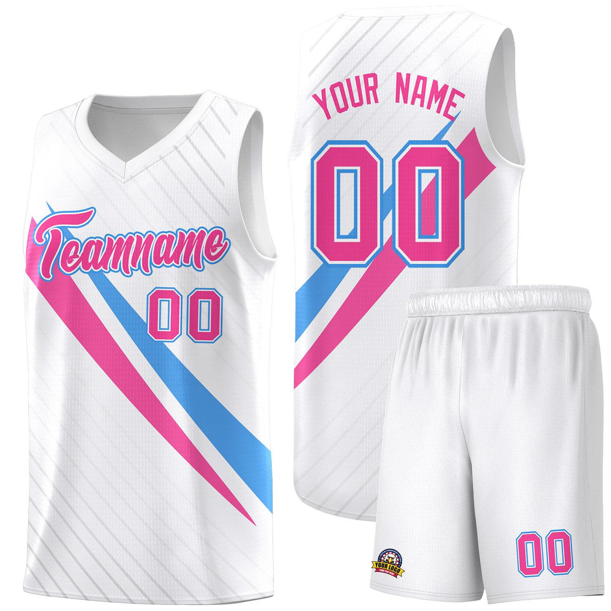 Custom White Diagonal Pinstripe Pattern Color Block Sports Uniform Basketball Jersey|KXKSHOP