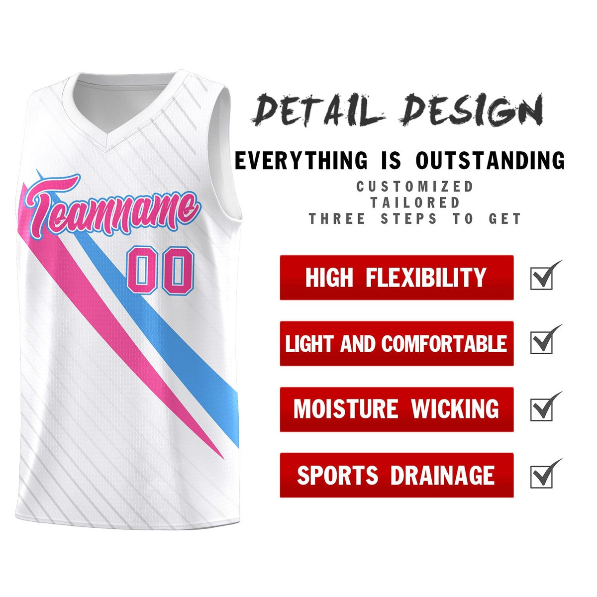 Custom White Diagonal Pinstripe Pattern Color Block Sports Uniform Basketball Jersey|KXKSHOP