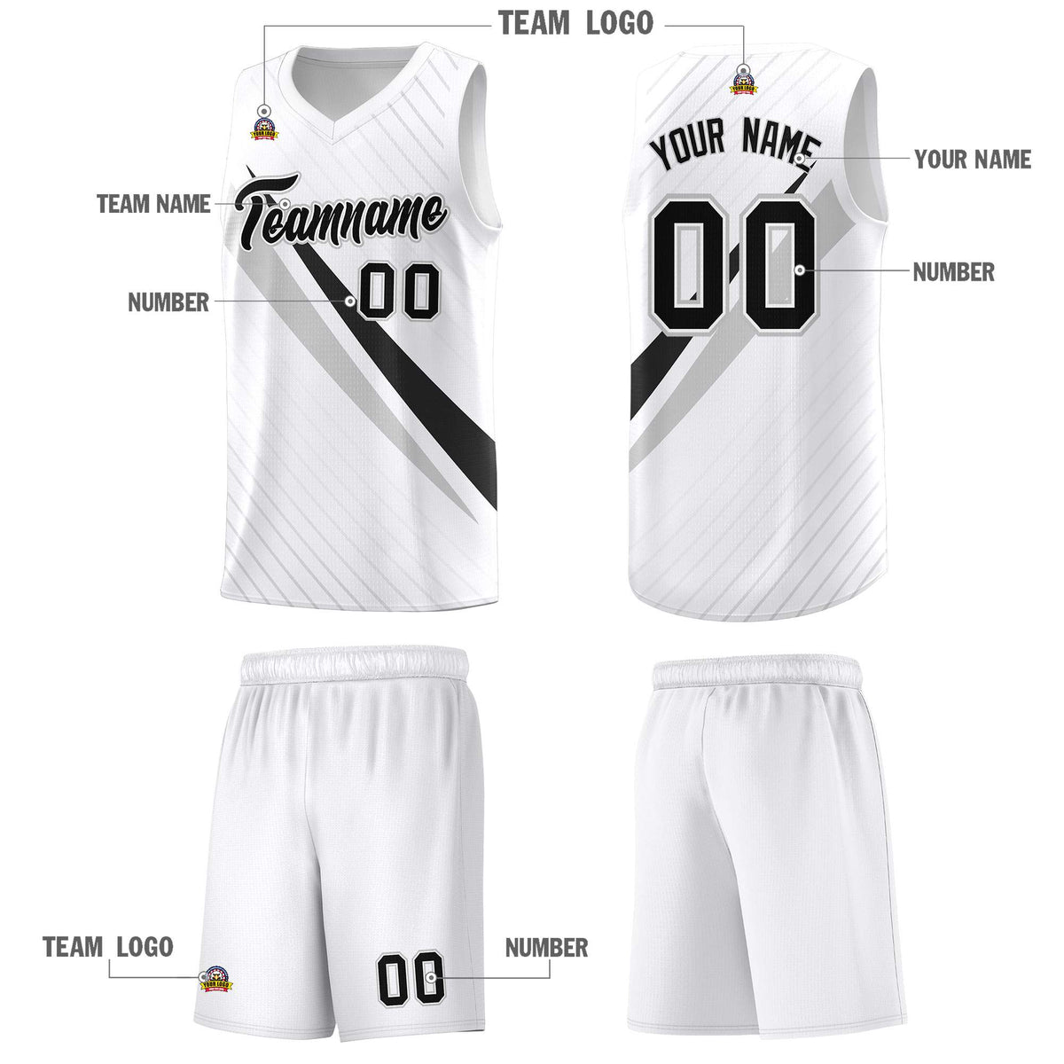 Custom White Diagonal Pinstripe Pattern Color Block Sports Uniform Basketball Jersey|KXKSHOP