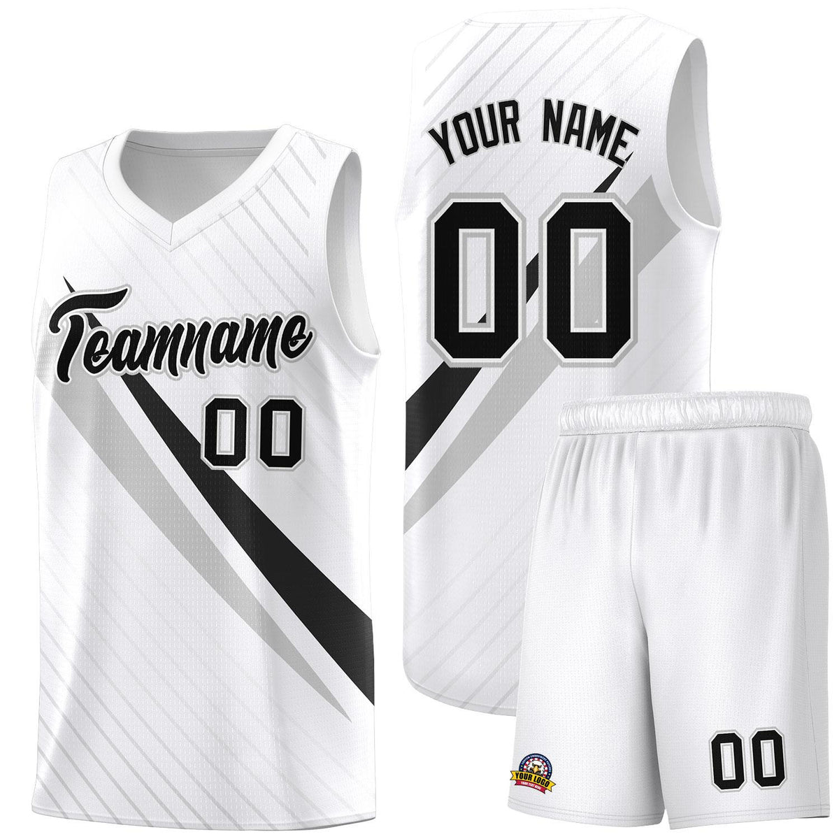 Custom White Diagonal Pinstripe Pattern Color Block Sports Uniform Basketball Jersey|KXKSHOP