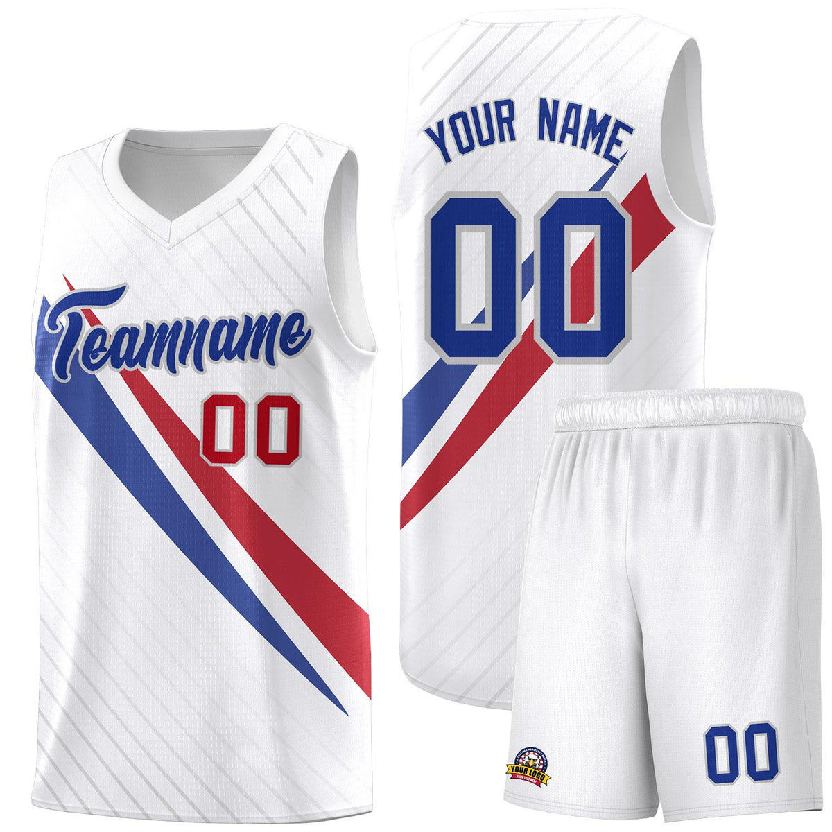 Custom White Diagonal Pinstripe Pattern Color Block Sports Uniform Basketball Jersey|KXKSHOP