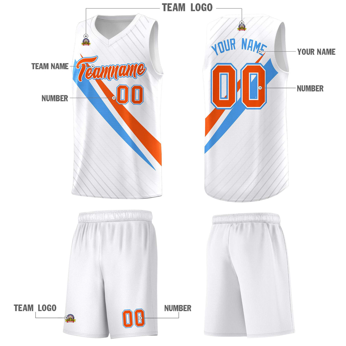 Custom White Diagonal Pinstripe Pattern Color Block Sports Uniform Basketball Jersey|KXKSHOP