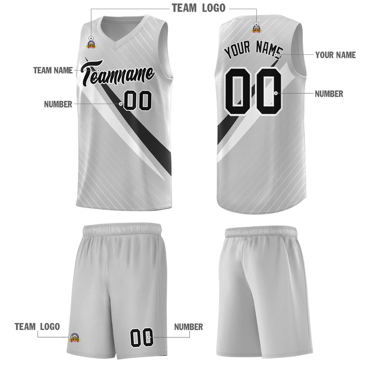 Custom Gray Diagonal Pinstripe Pattern Color Block Sports Uniform Basketball Jersey|KXKSHOP