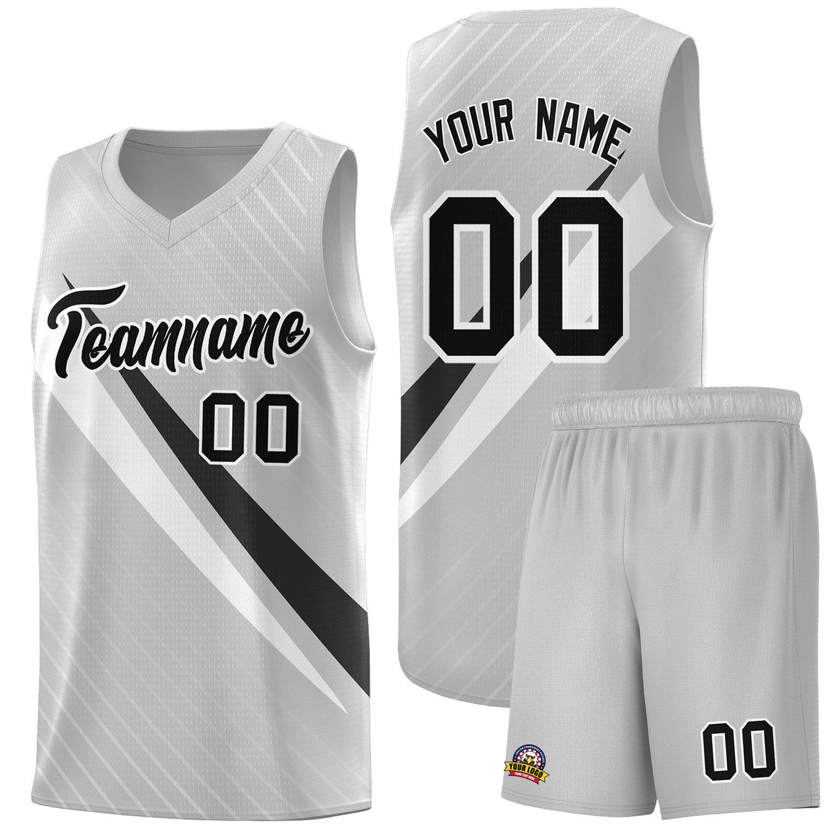 Custom Gray Diagonal Pinstripe Pattern Color Block Sports Uniform Basketball Jersey|KXKSHOP