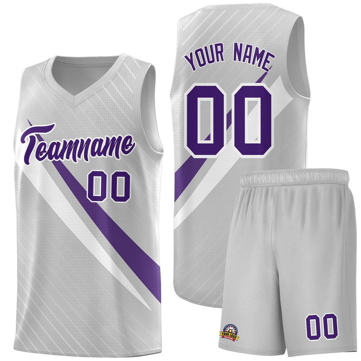 Custom Gray Diagonal Pinstripe Pattern Color Block Sports Uniform Basketball Jersey|KXKSHOP