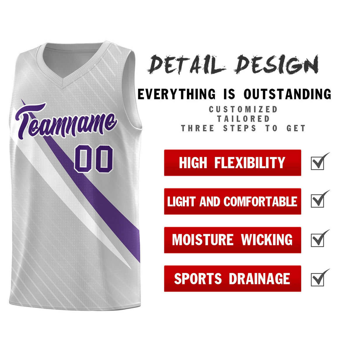 Custom Gray Diagonal Pinstripe Pattern Color Block Sports Uniform Basketball Jersey|KXKSHOP