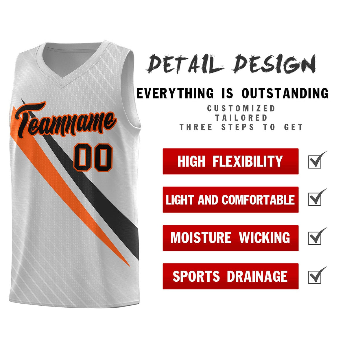 Custom Gray Diagonal Pinstripe Pattern Color Block Sports Uniform Basketball Jersey|KXKSHOP