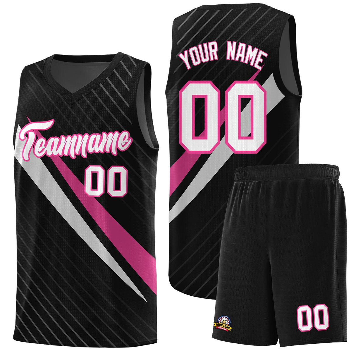 Custom Black Diagonal Pinstripe Pattern Color Block Sports Uniform Basketball Jersey|KXKSHOP
