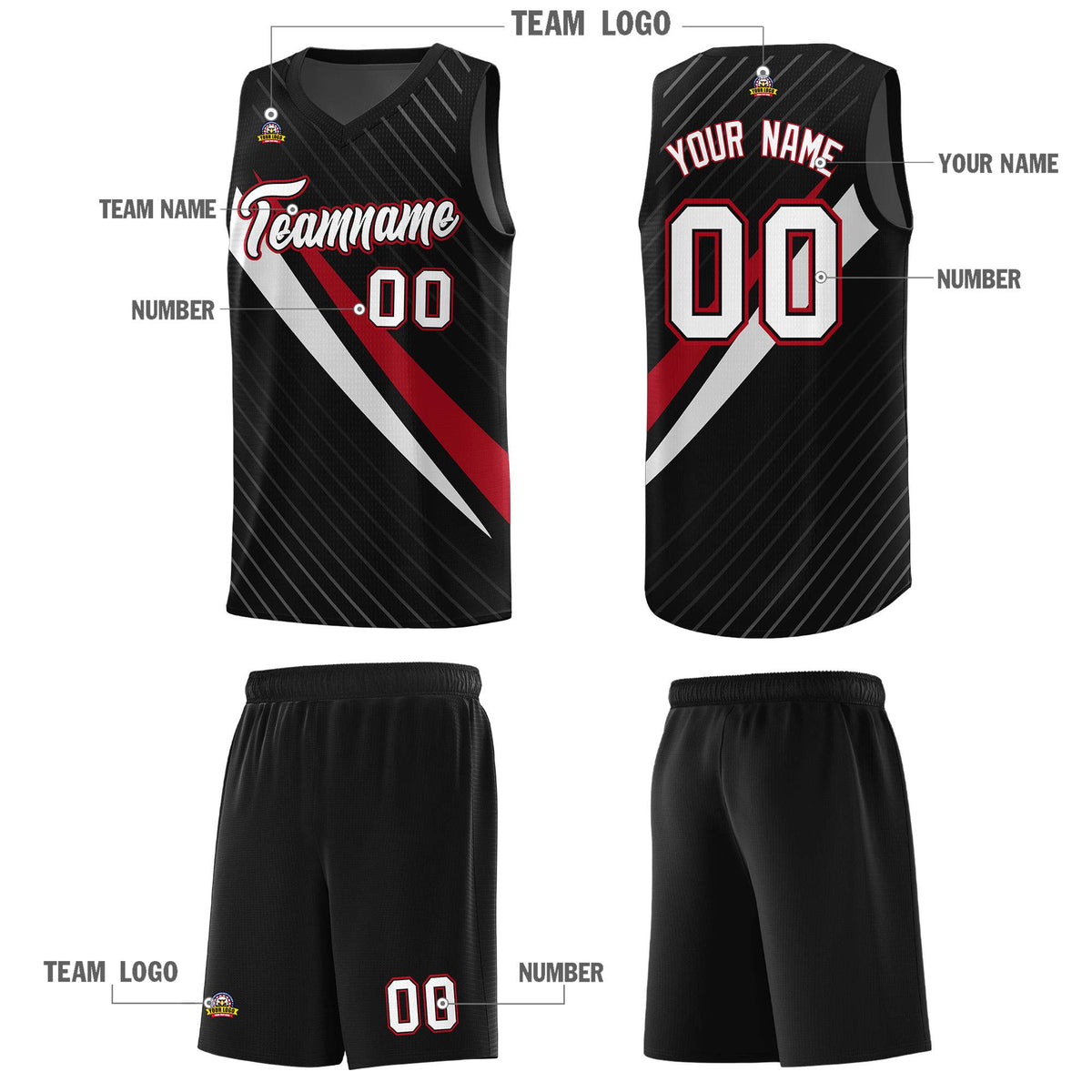 Custom Black Diagonal Pinstripe Pattern Color Block Sports Uniform Basketball Jersey|KXKSHOP