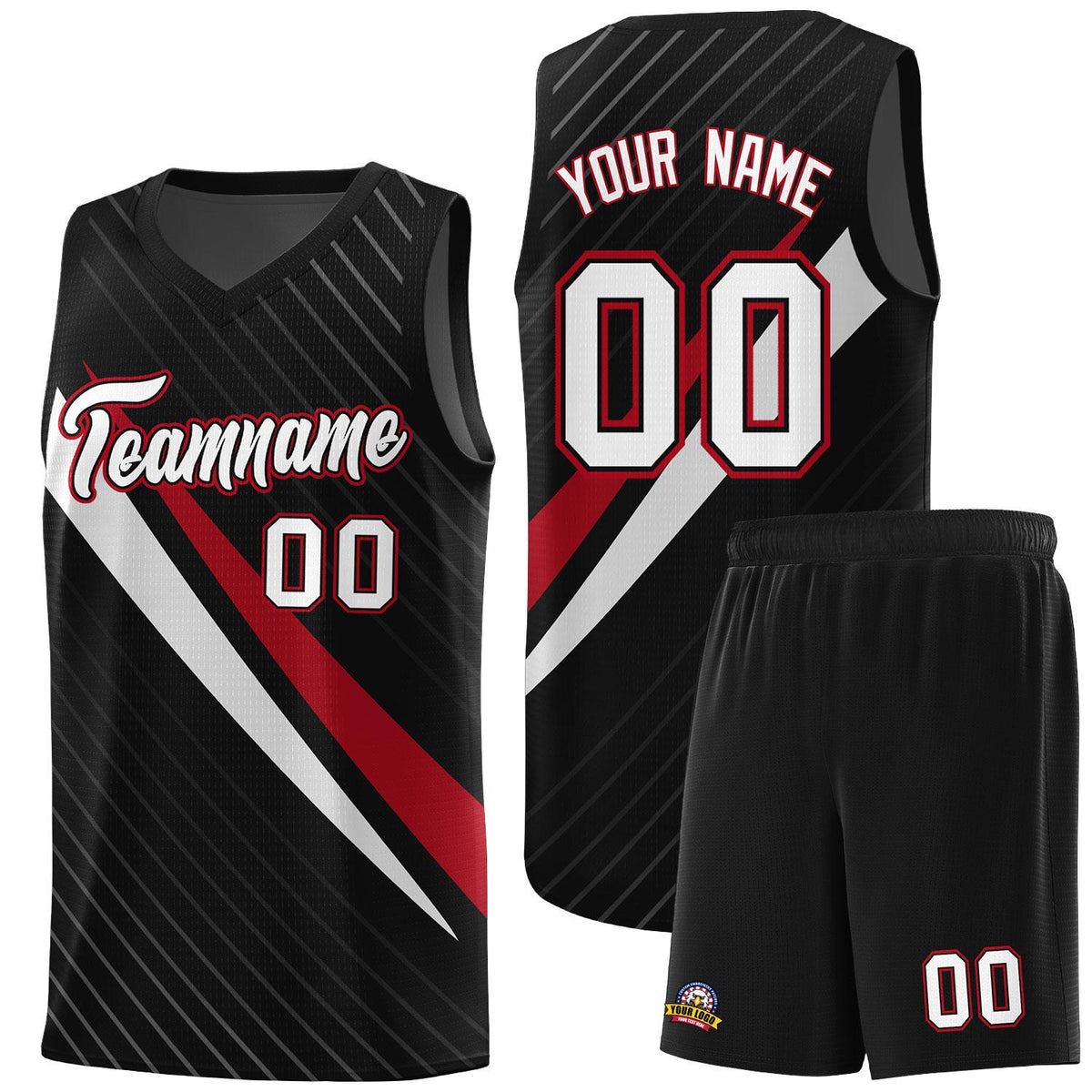 Custom Black Diagonal Pinstripe Pattern Color Block Sports Uniform Basketball Jersey|KXKSHOP