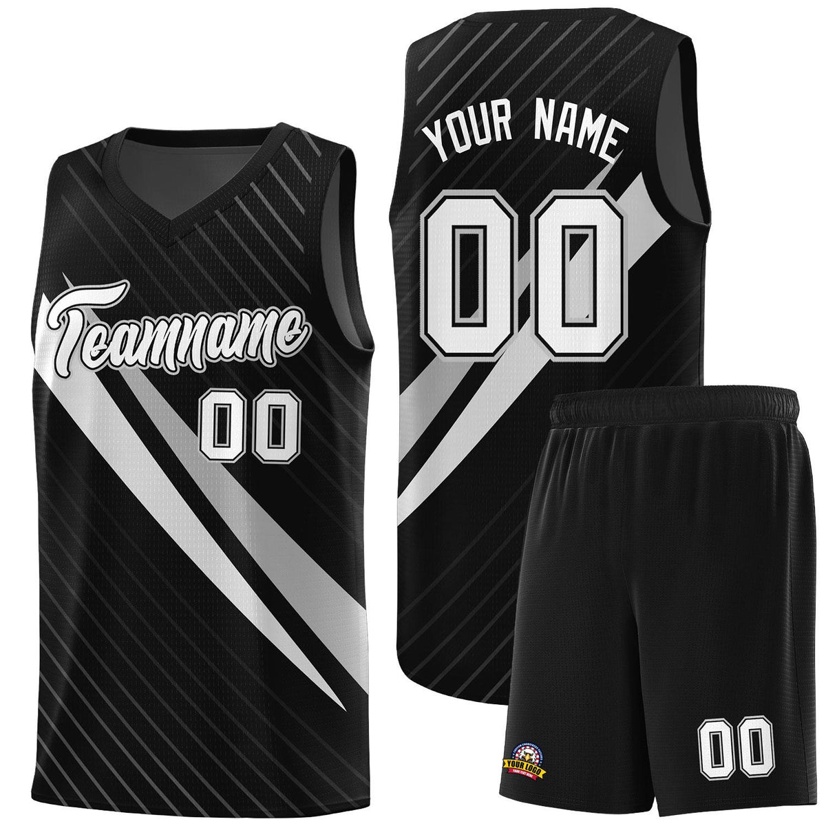 Custom Black Diagonal Pinstripe Pattern Color Block Sports Uniform Basketball Jersey|KXKSHOP