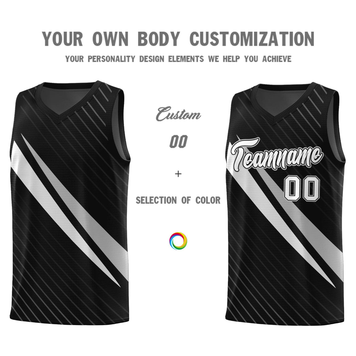 Custom Black Diagonal Pinstripe Pattern Color Block Sports Uniform Basketball Jersey|KXKSHOP