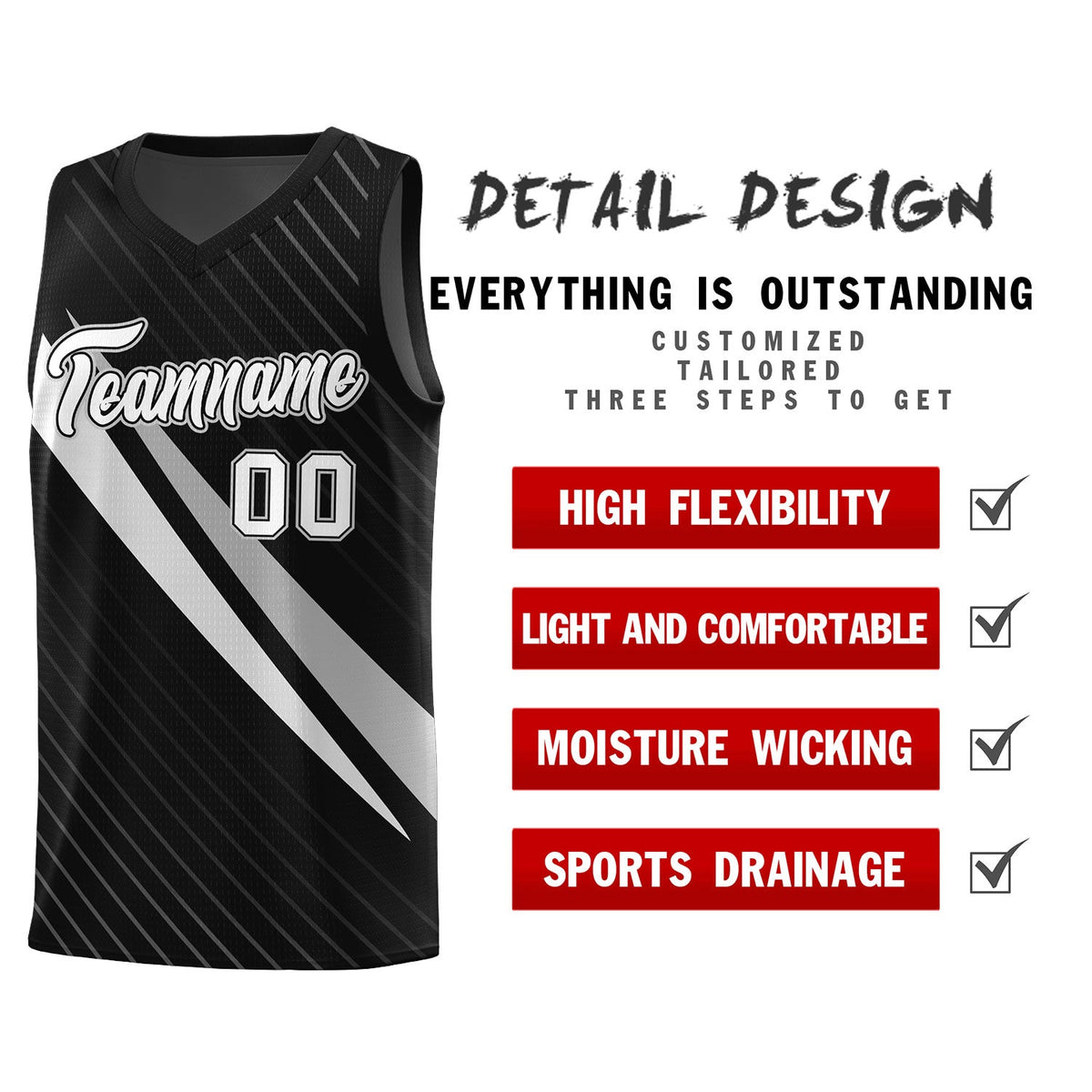 Custom Black Diagonal Pinstripe Pattern Color Block Sports Uniform Basketball Jersey|KXKSHOP
