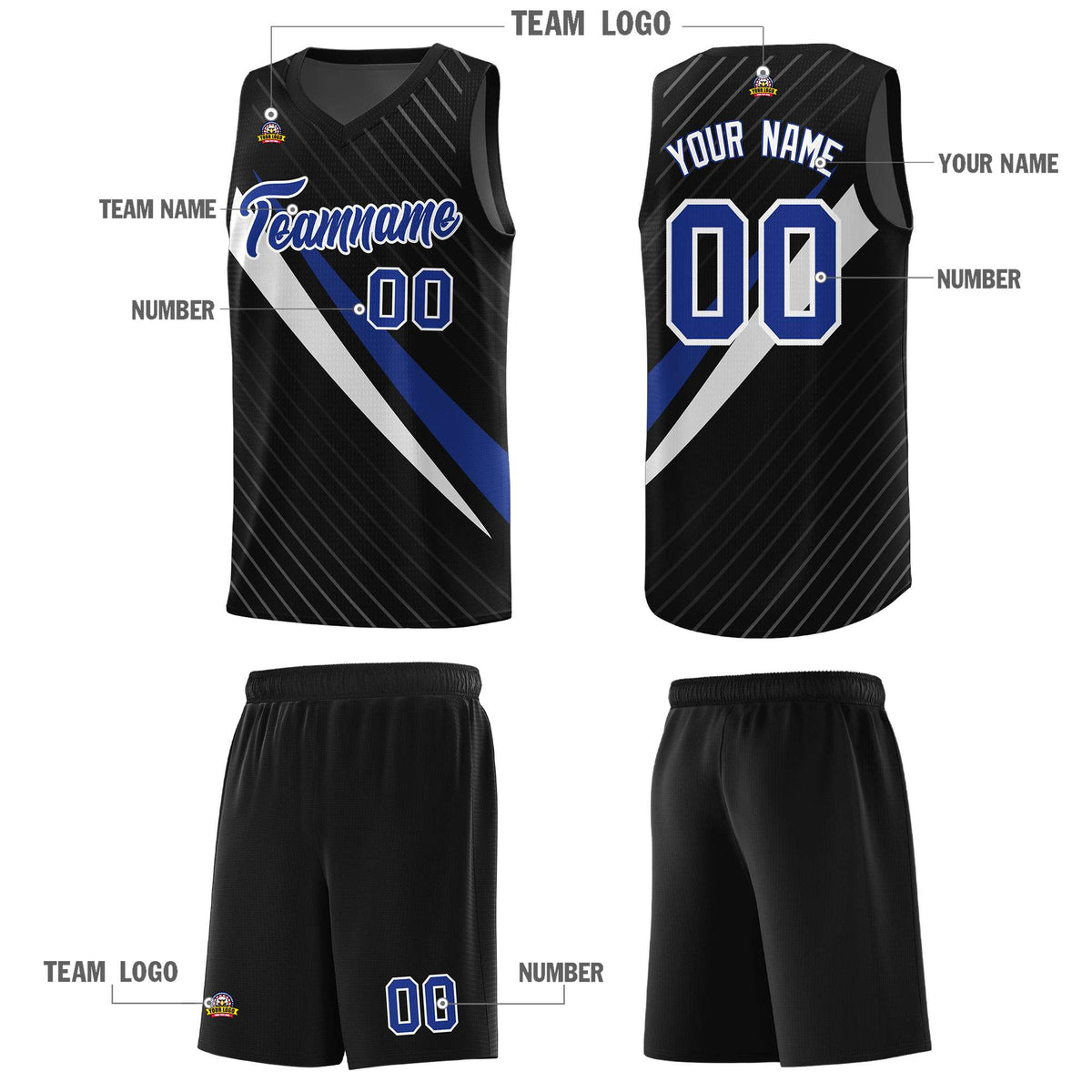 Custom Black Diagonal Pinstripe Pattern Color Block Sports Uniform Basketball Jersey|KXKSHOP