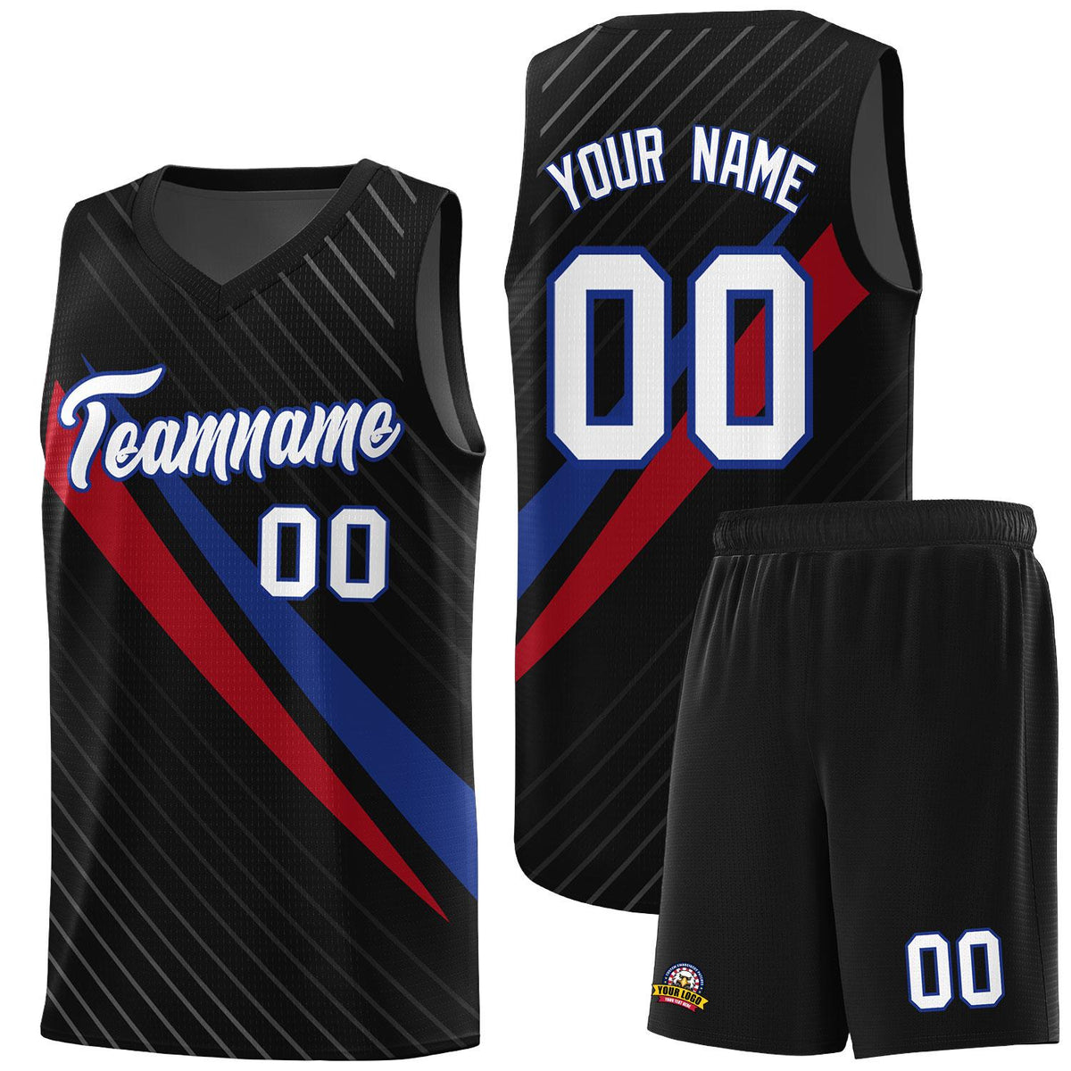 Custom Black Diagonal Pinstripe Pattern Color Block Sports Uniform Basketball Jersey|KXKSHOP