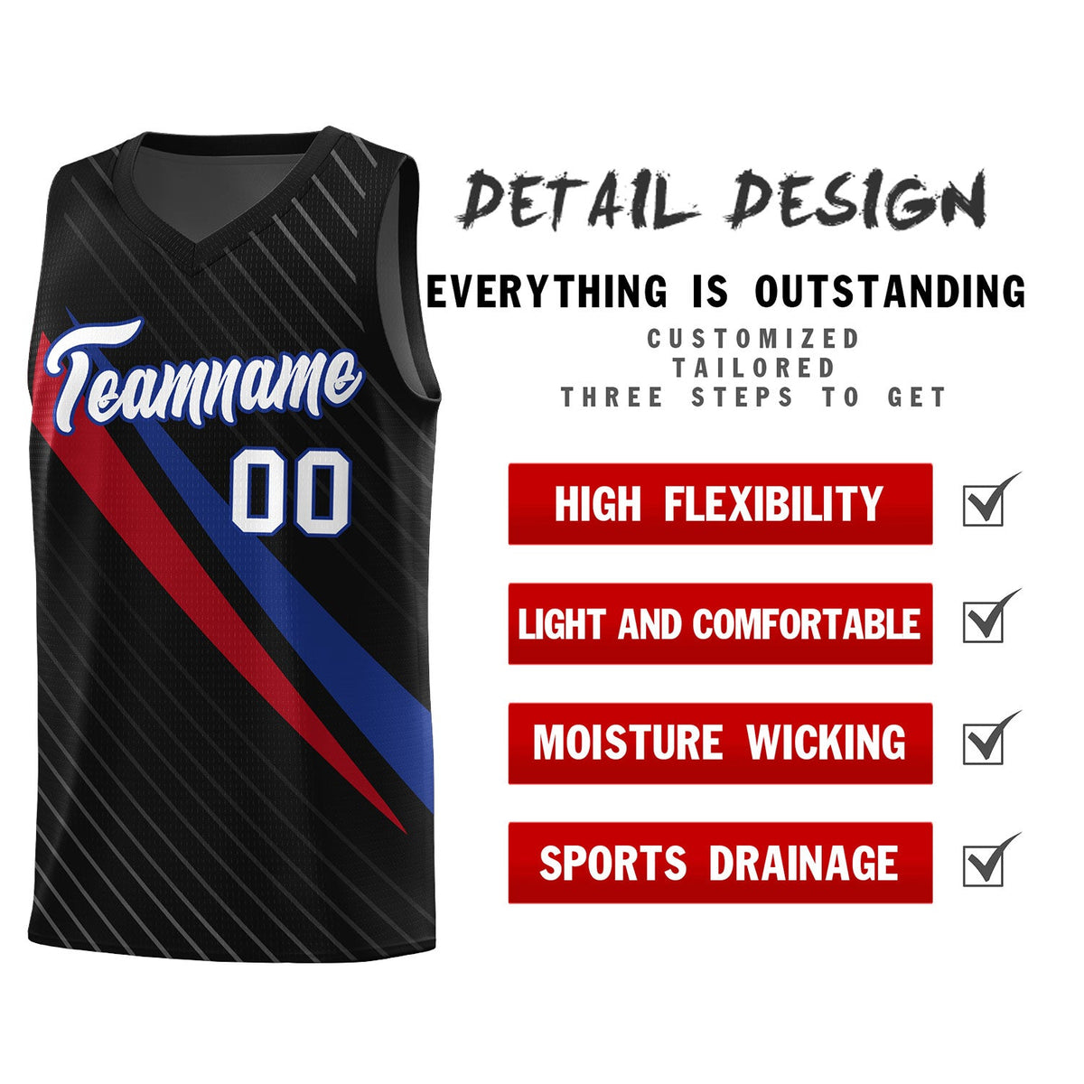 Custom Black Diagonal Pinstripe Pattern Color Block Sports Uniform Basketball Jersey|KXKSHOP