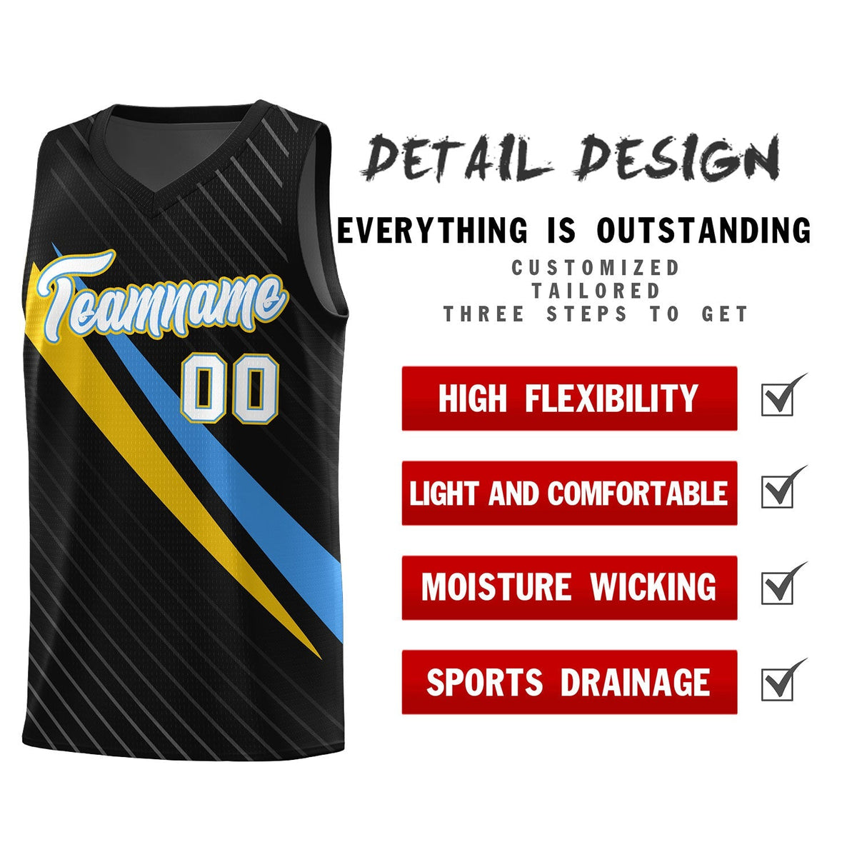 Custom Black Diagonal Pinstripe Pattern Color Block Sports Uniform Basketball Jersey|KXKSHOP