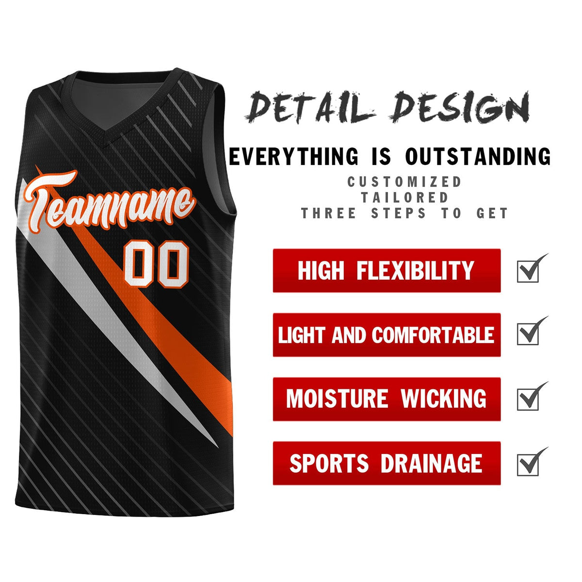Custom Black Diagonal Pinstripe Pattern Color Block Sports Uniform Basketball Jersey|KXKSHOP