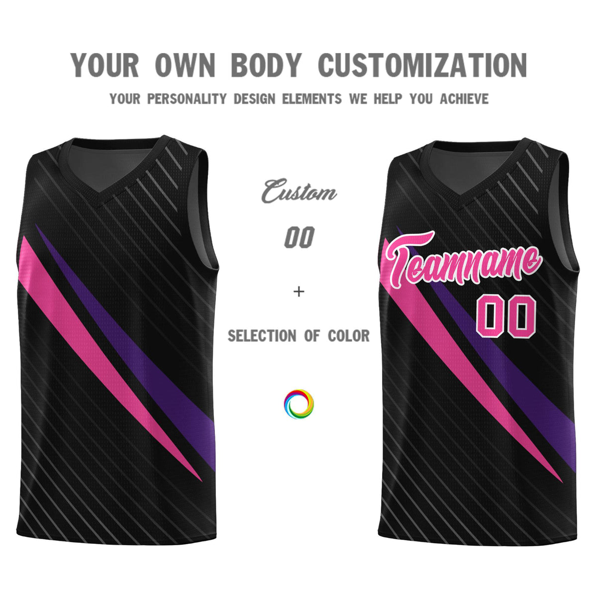 Custom Black Diagonal Pinstripe Pattern Color Block Sports Uniform Basketball Jersey|KXKSHOP
