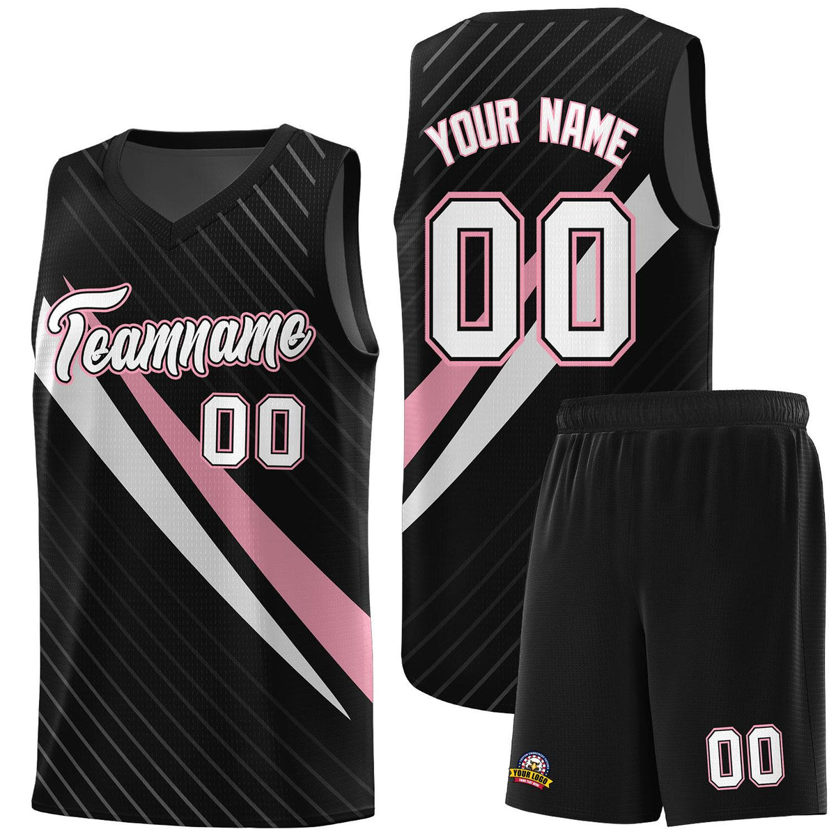 Custom Black Diagonal Pinstripe Pattern Color Block Sports Uniform Basketball Jersey|KXKSHOP