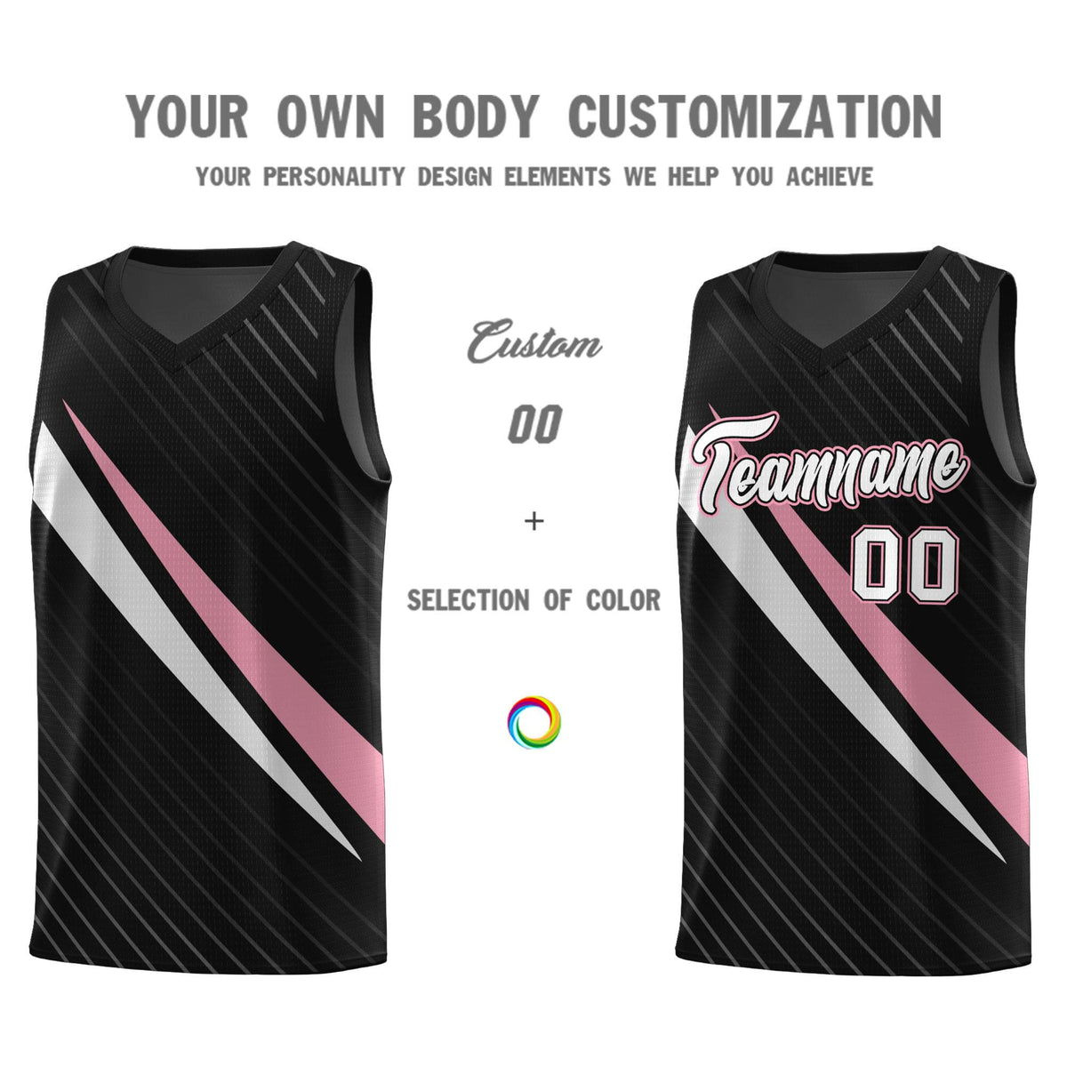 Custom Black Diagonal Pinstripe Pattern Color Block Sports Uniform Basketball Jersey|KXKSHOP