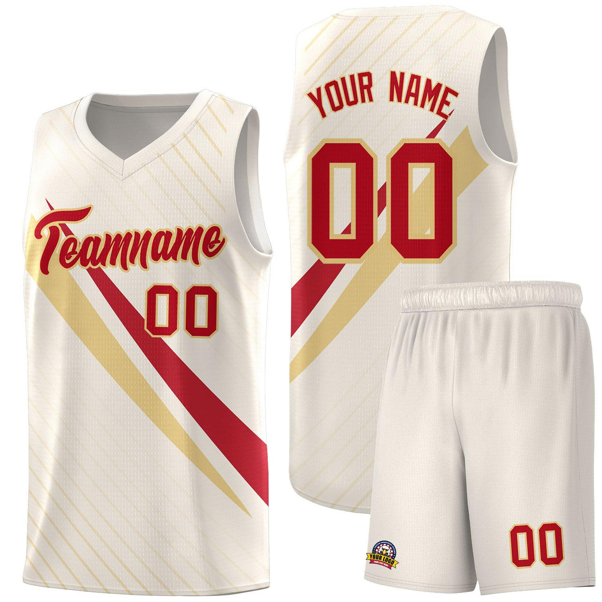 Custom Cream Diagonal Pinstripe Pattern Color Block Sports Uniform Basketball Jersey|KXKSHOP