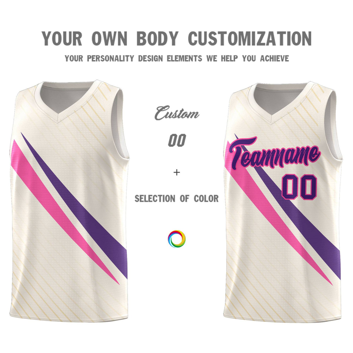 Custom Cream Diagonal Pinstripe Pattern Color Block Sports Uniform Basketball Jersey|KXKSHOP
