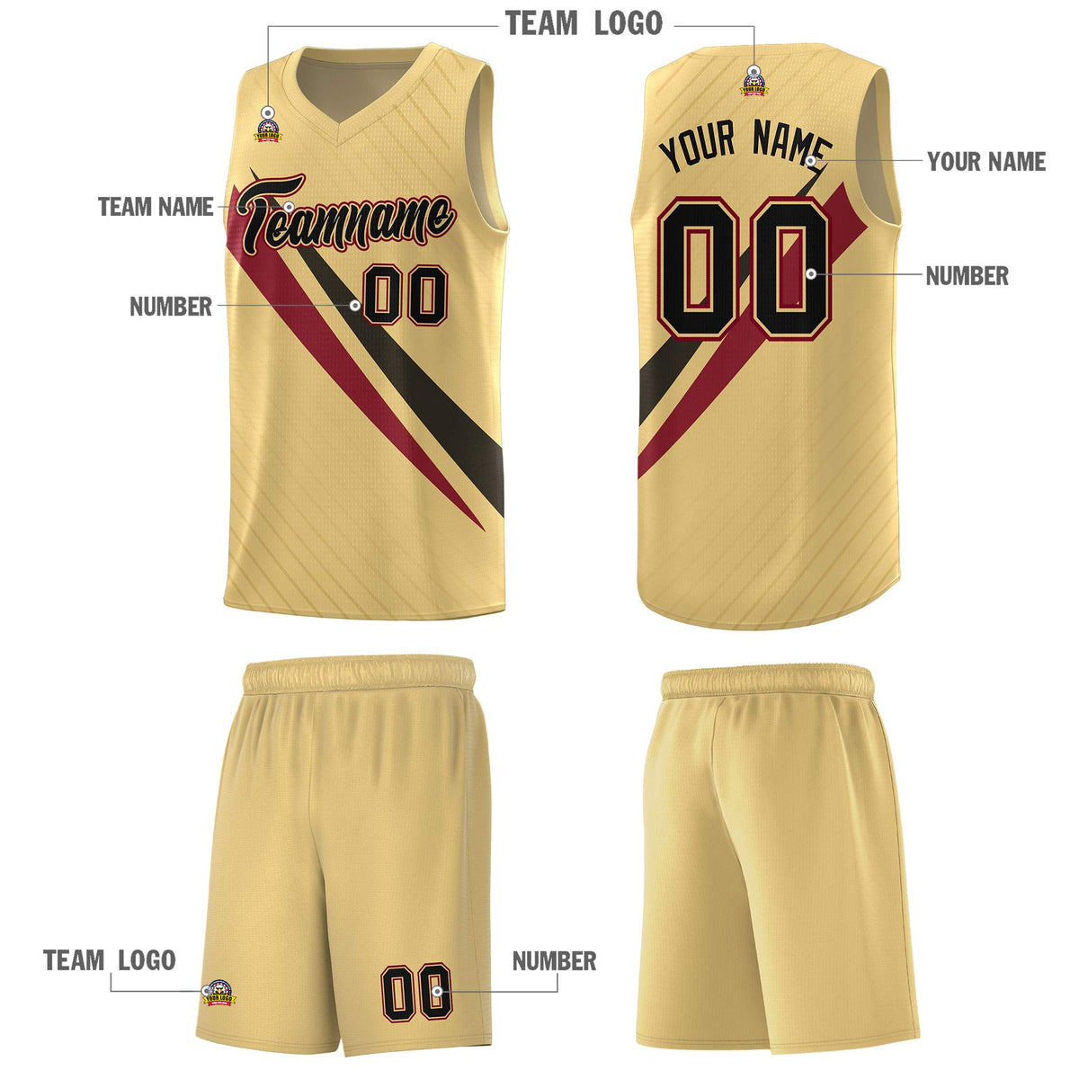 Custom Khaki Diagonal Pinstripe Pattern Color Block Sports Uniform Basketball Jersey|KXKSHOP