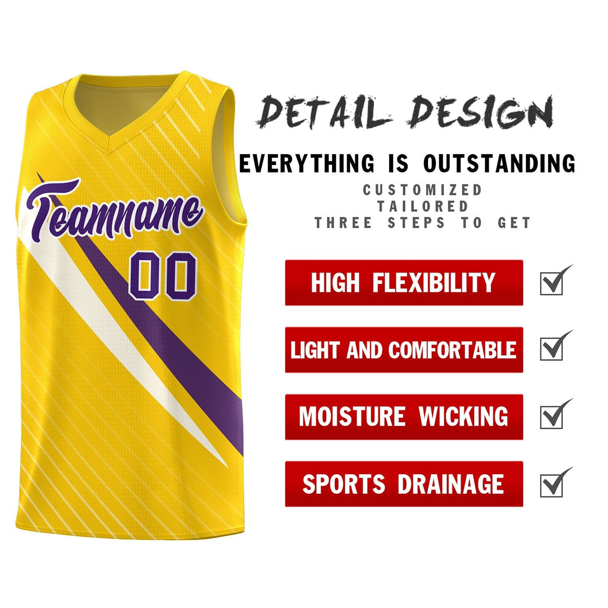 Custom Gold Diagonal Pinstripe Pattern Color Block Sports Uniform Basketball Jersey|KXKSHOP