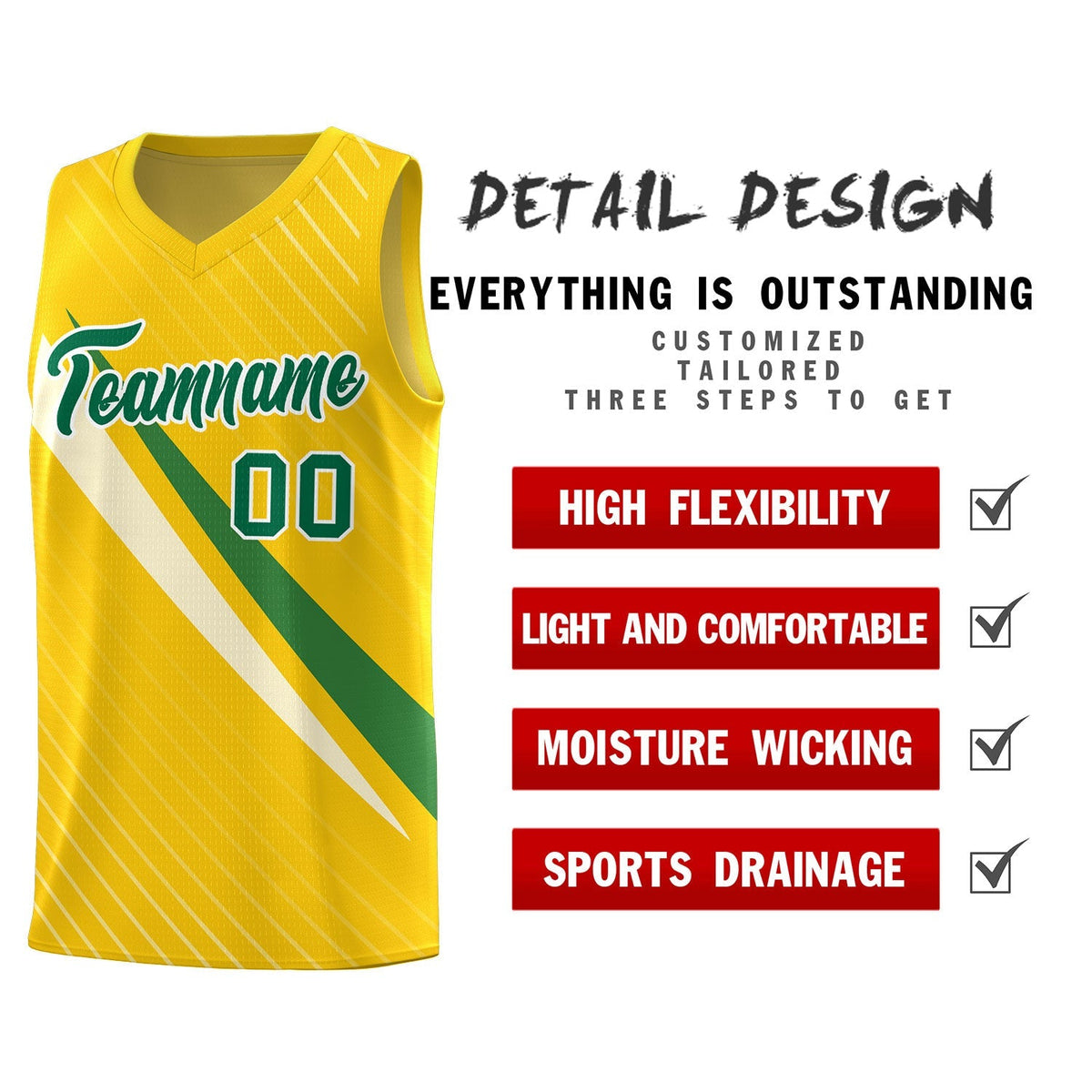 Custom Gold Diagonal Pinstripe Pattern Color Block Sports Uniform Basketball Jersey|KXKSHOP