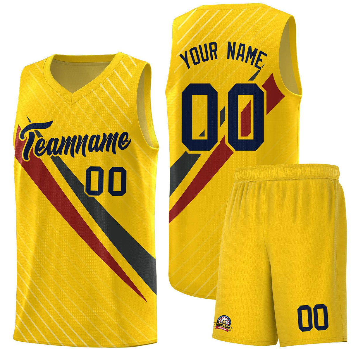 Custom Gold Diagonal Pinstripe Pattern Color Block Sports Uniform Basketball Jersey|KXKSHOP
