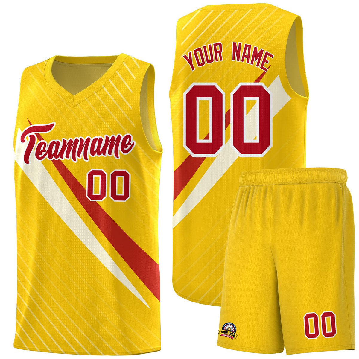 Custom Gold Diagonal Pinstripe Pattern Color Block Sports Uniform Basketball Jersey|KXKSHOP