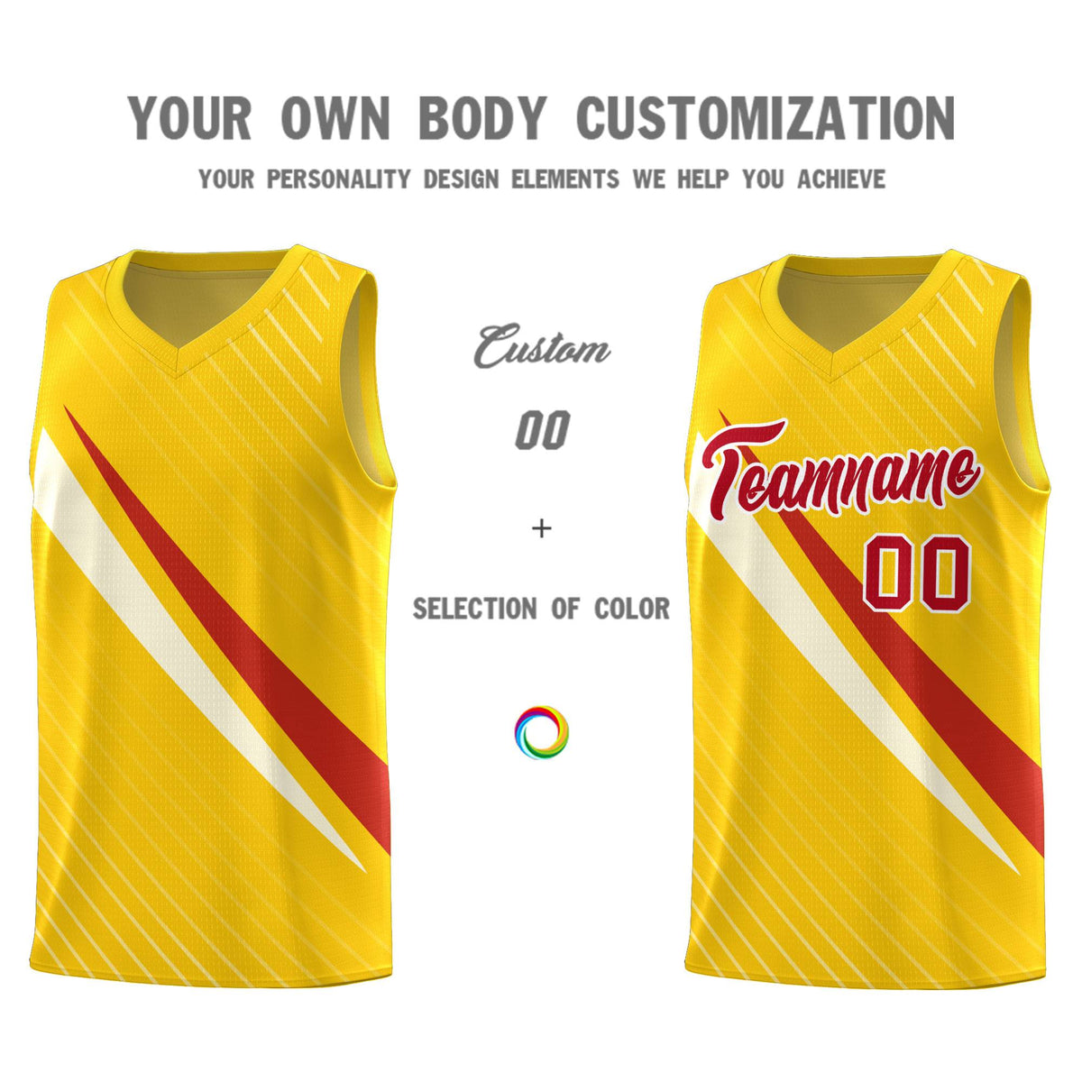 Custom Gold Diagonal Pinstripe Pattern Color Block Sports Uniform Basketball Jersey|KXKSHOP