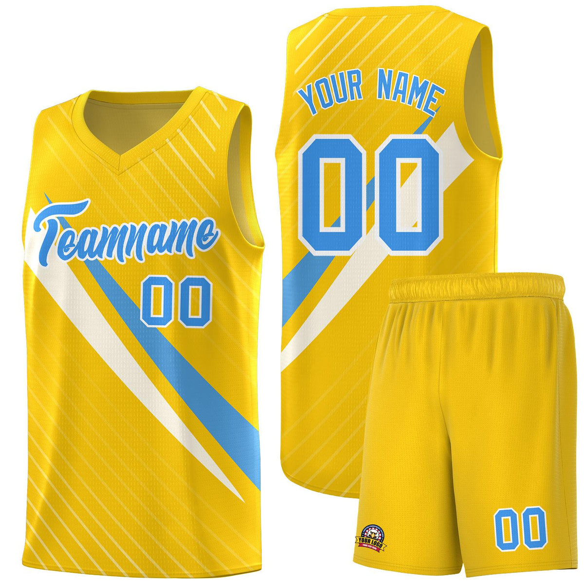 Custom Gold Diagonal Pinstripe Pattern Color Block Sports Uniform Basketball Jersey|KXKSHOP