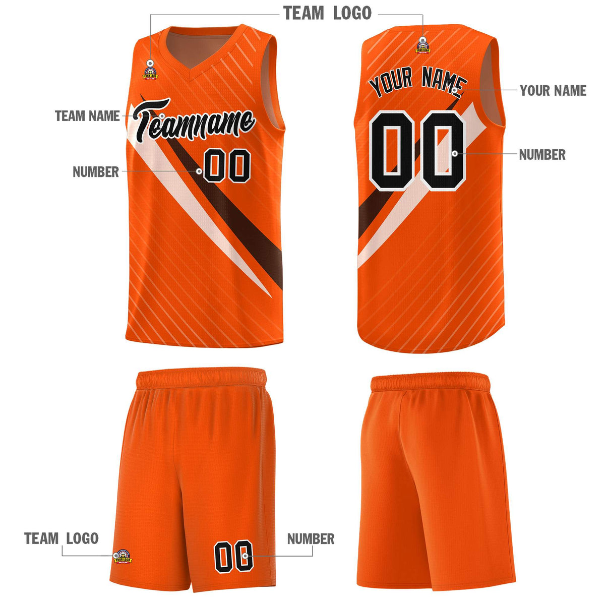 Custom Orange Diagonal Pinstripe Pattern Color Block Sports Uniform Basketball Jersey|KXKSHOP
