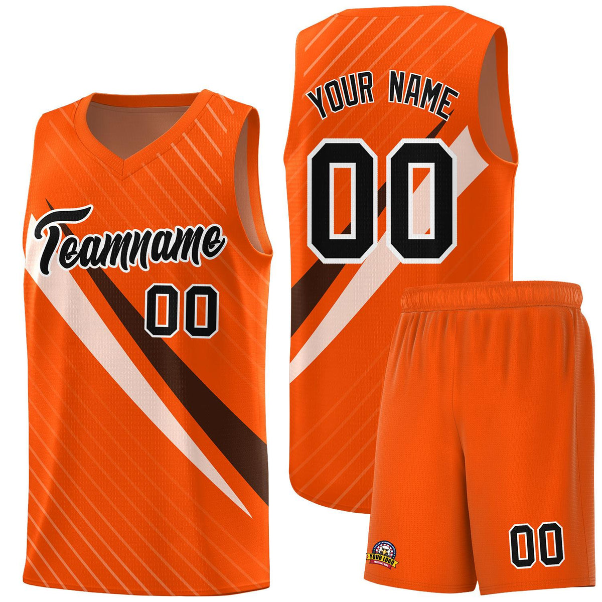 Custom Orange Diagonal Pinstripe Pattern Color Block Sports Uniform Basketball Jersey|KXKSHOP