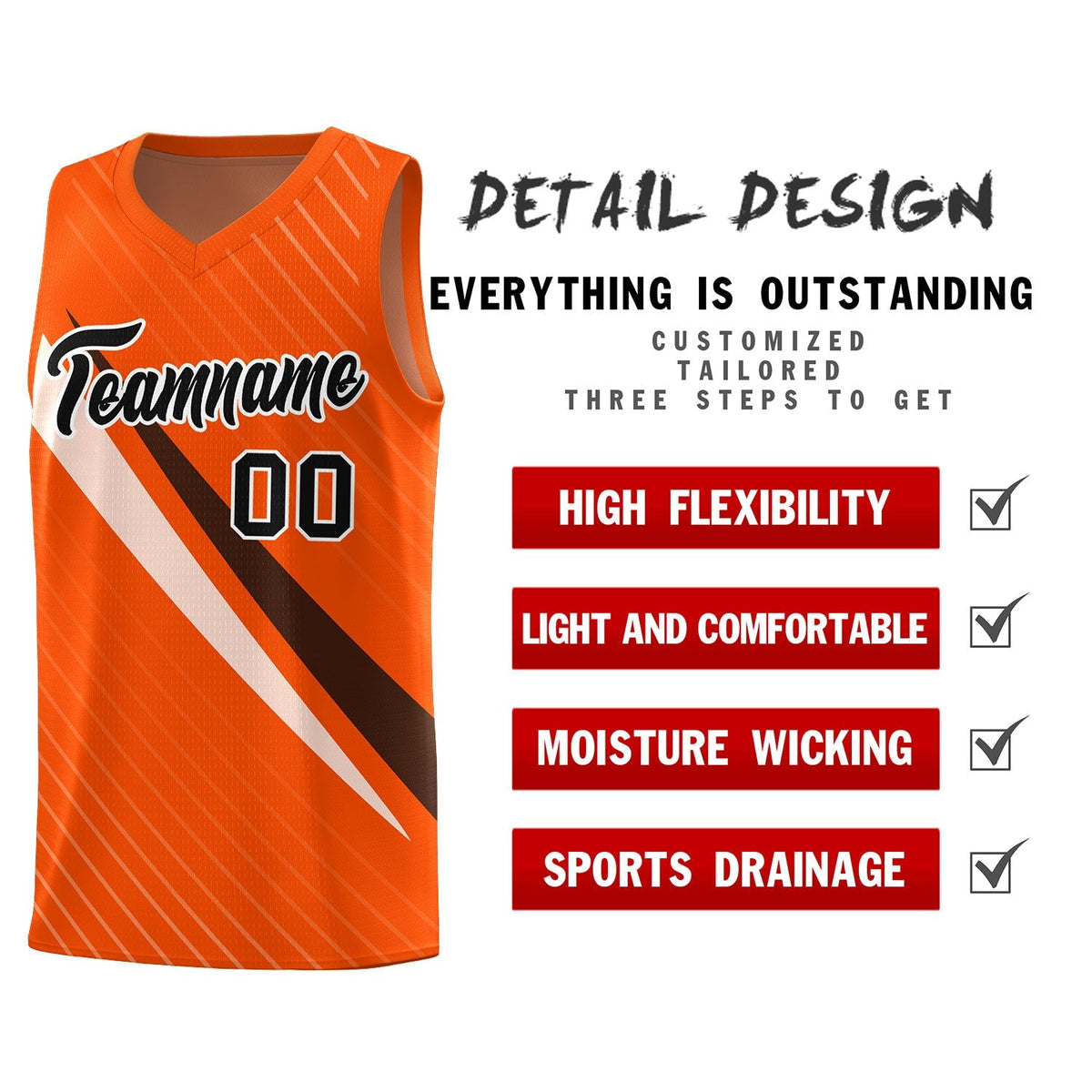 Custom Orange Diagonal Pinstripe Pattern Color Block Sports Uniform Basketball Jersey|KXKSHOP